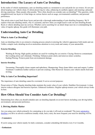 How Often Should You Consider Auto Car Detailing?