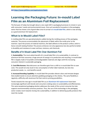 Learning the Packaging Future: In-mould Label Film as an Aluminium Foil Replacem