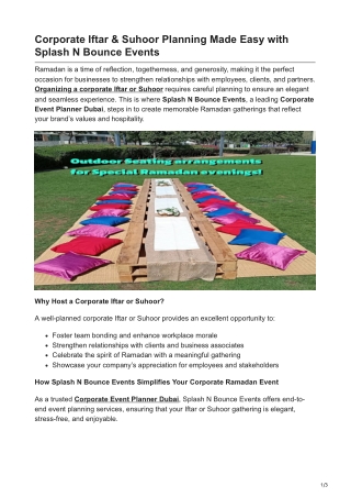 Corporate Iftar  Suhoor Planning Made Easy with Splash N Bounce Events