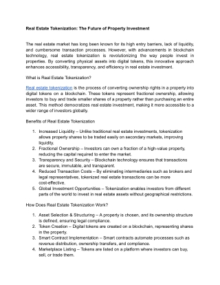 Real Estate Tokenization_ The Future of Property Investment