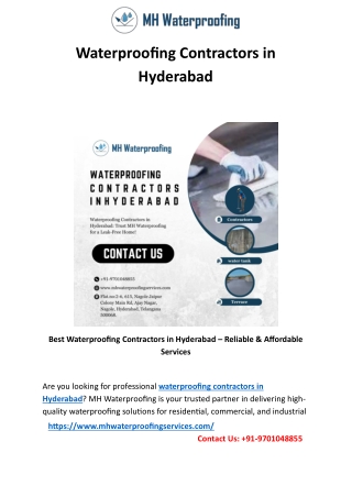 Waterproofing Contractors in Hyderabad