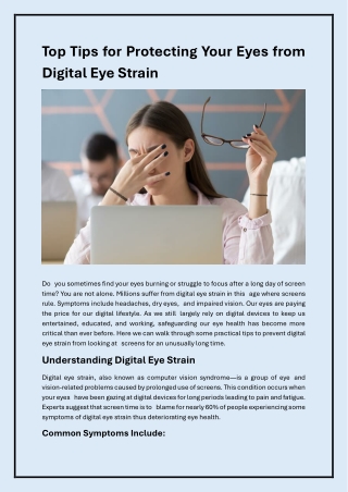 Easy Tips to Protect Your Eyes from Digital Strain