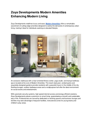 Zoya Developments Modern Amenities Enhancing Modern Living