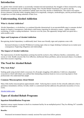 Embracing Change: How Alcohol Rehab Transforms Lives