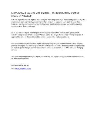 BEST DIGITAL MARKETING COURSE IN PALAKKAD