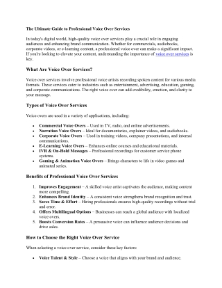 The Ultimate Guide to Professional Voice Over Services
