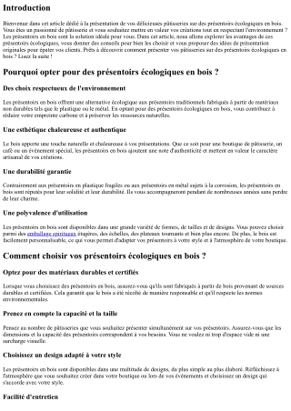 Présenter vos Pâtisseries sur des Présentoirs Écologiques en Bois