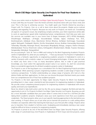 Btech CSE Major Cyber Security Live Projects for Final Year Students in Hyderabad