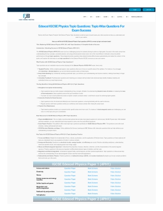 Edexcel IGCSE Physics Topic Questions | Edexcel IGCSE Physics Practice Papers