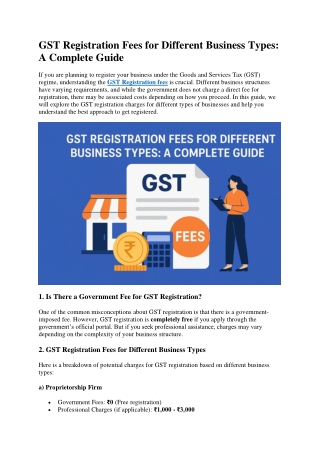 GST Registration Fees for Different Business Types