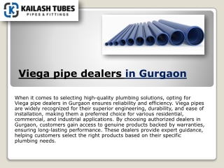 The Benefits of Choosing Viega Pipe Dealers in Gurgaon