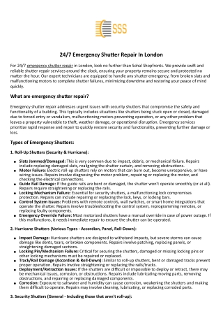 Emergency Shutter Repair Services in London