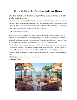 11 Best Beach Restaurants in Ibiza