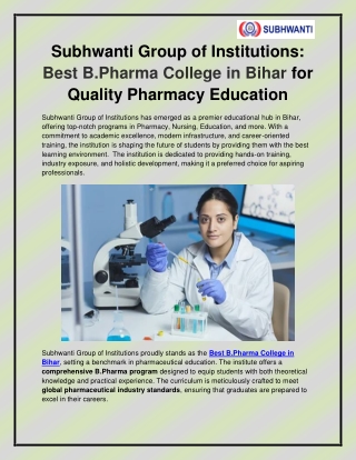 Best B.Pharma College in Bihar