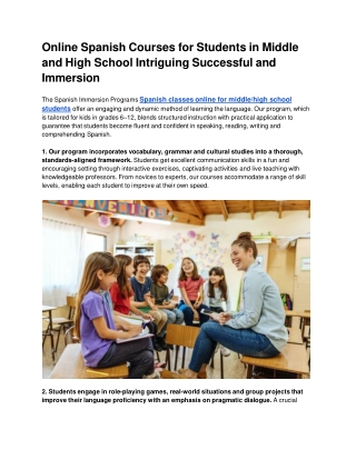 Online Spanish Courses for Students in Middle and High School Intriguing Successful and Immersion