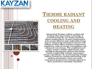 Integrating Smart Home Technology with Tiemme Radiant Cooling and Heating