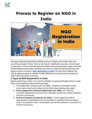 Process to Register an NGO in India
