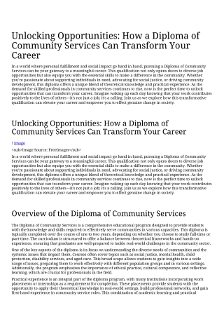 Unlocking Opportunities_ How a Diploma of Community Services Can Transform Your_Career