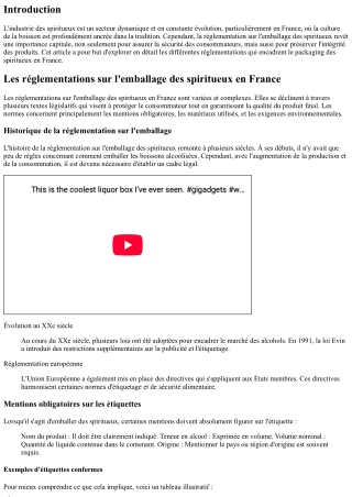 Les réglementations sur l'emballage des spiritueux en France