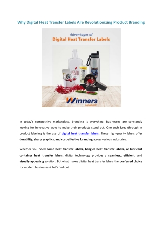 Why Digital Heat Transfer Labels Are Revolutionizing Product Branding