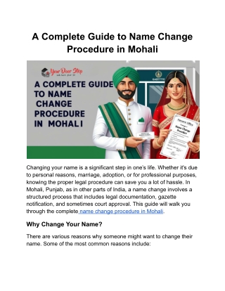 A Complete Guide to Name Change Procedure in Mohali