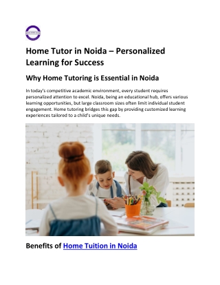 Home Tutor in Noida