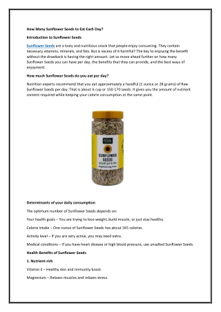 How Many Sunflower Seeds to Eat Each Day?