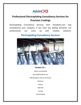 Professional Electroplating Consultancy Services for Precision Coatings