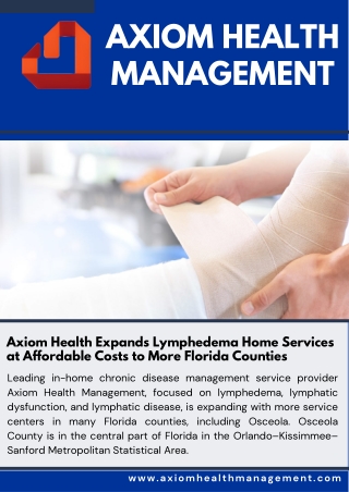 Axiom Health Expands Lymphedema Home Services at Affordable Costs to More Florid