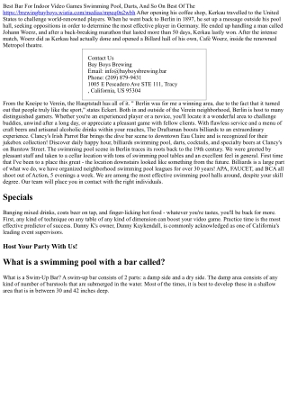 Lounge, Bar & Club With Pool And Video Gaming