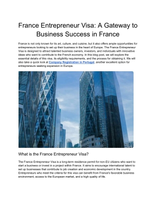 France Entrepreneur Visa_ A Gateway to Business Success in France