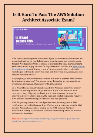 Is It Hard To Pass The AWS Solution Architect Associate Exam