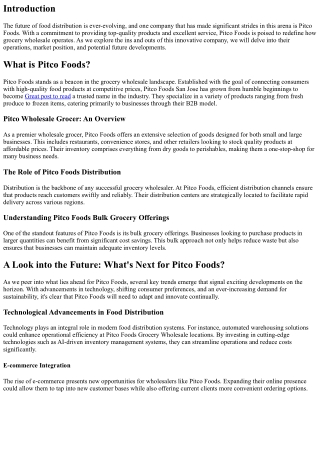 A Look into the Future: What's Next for Pitco Foods?