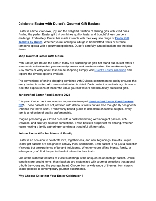 Celebrate Easter with Dulcet's Gourmet Gift Baskets