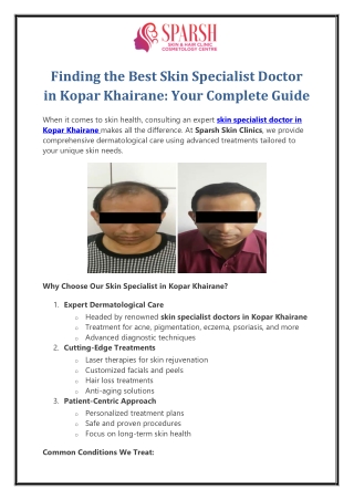 Finding the Best Skin Specialist Doctor in Kopar Khairane