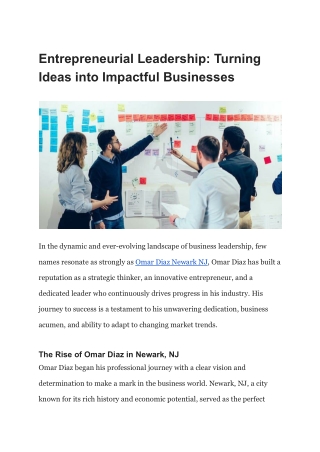 Entrepreneurial Leadership_ Turning Ideas into Impactful Businesses