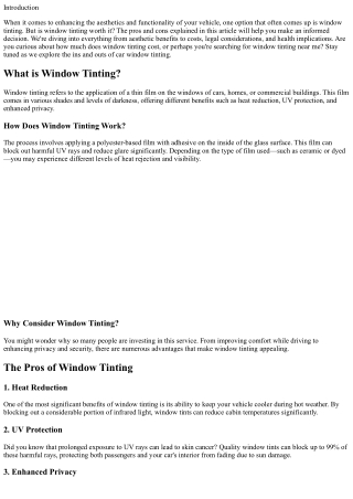 Is Window Tinting Worth It? The Pros and Cons Explained