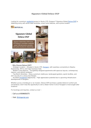 Signature Global Deluxe DXP