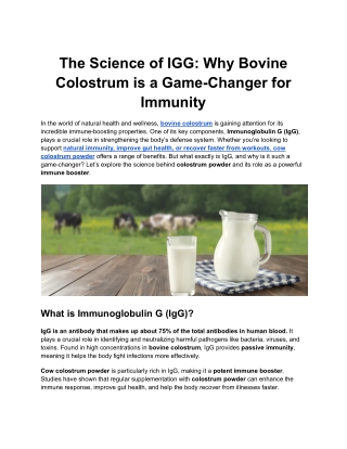 The Science of IGG: Why Bovine Colostrum is a Game-Changer for Immunity