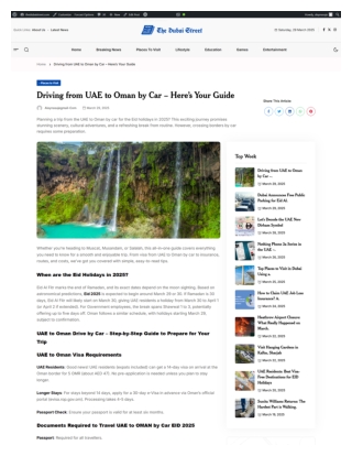 Travel Oman to UAE By Car - The Dubai Street