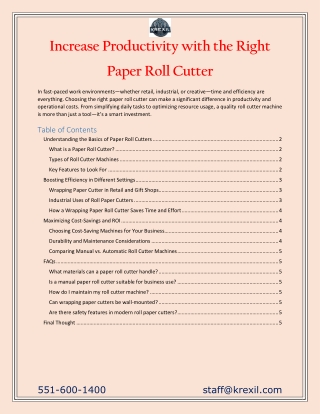 Increase Productivity with the Right Paper Roll Cutter