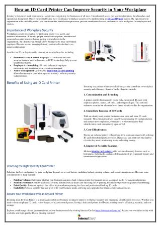 How an ID Card Printer Can Improve Security in Your Workplace