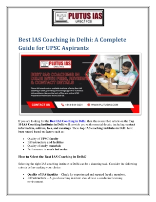 Best IAS Coaching in Delhi with Fees