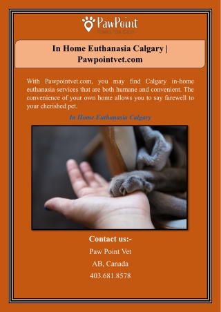In Home Euthanasia Calgary | Pawpointvet.com