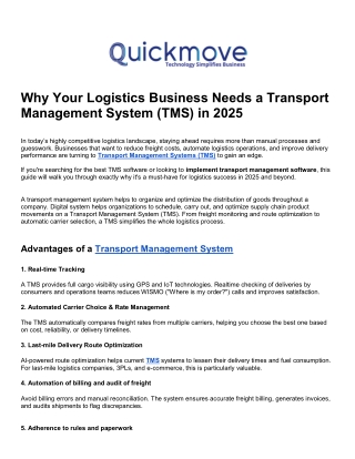 Why Your Logistics Business Needs a Transport Management System (TMS) in 2025