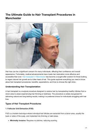 The Ultimate Guide to Hair Transplant Procedures in Manchester