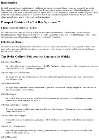 Top 10 des Coffrets Bois pour les Amateurs de Whisky