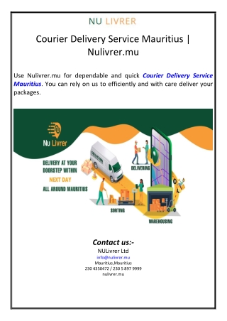 Courier Delivery Service Mauritius | Nulivrer.mu