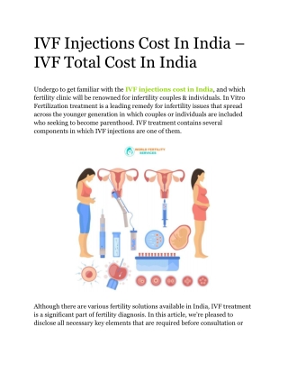IVF Injections Cost In India – IVF Total Cost In India