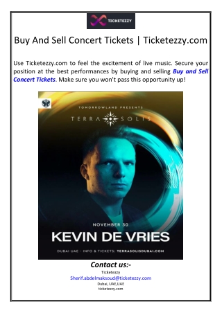 Buy And Sell Concert Tickets | Ticketezzy.com